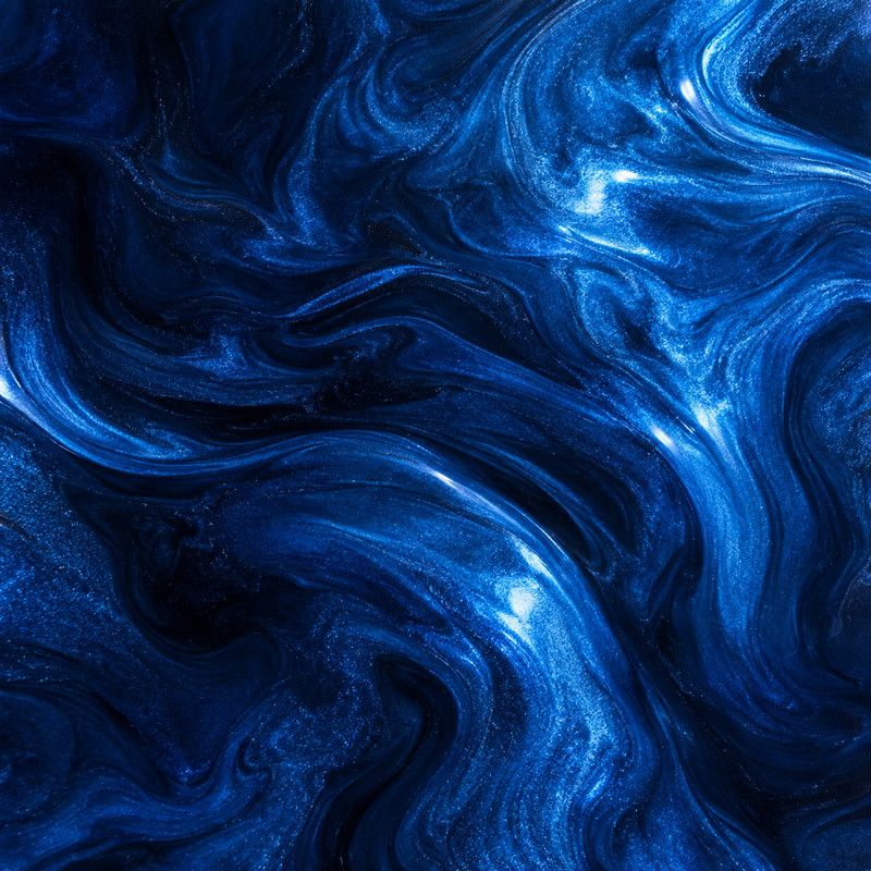 Blue metallic floor finish with deep tonal movement
