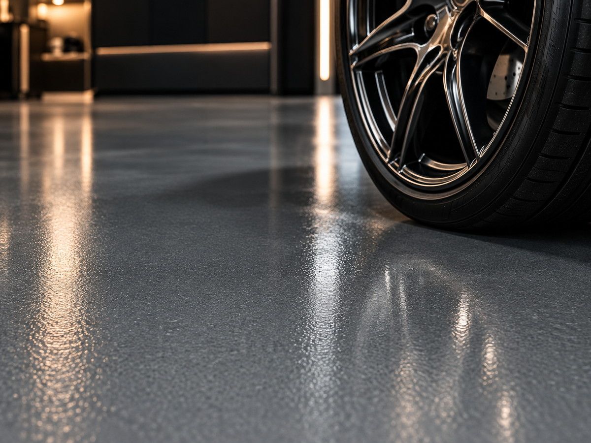 Solid colour floor system with a continuous, seamless surface