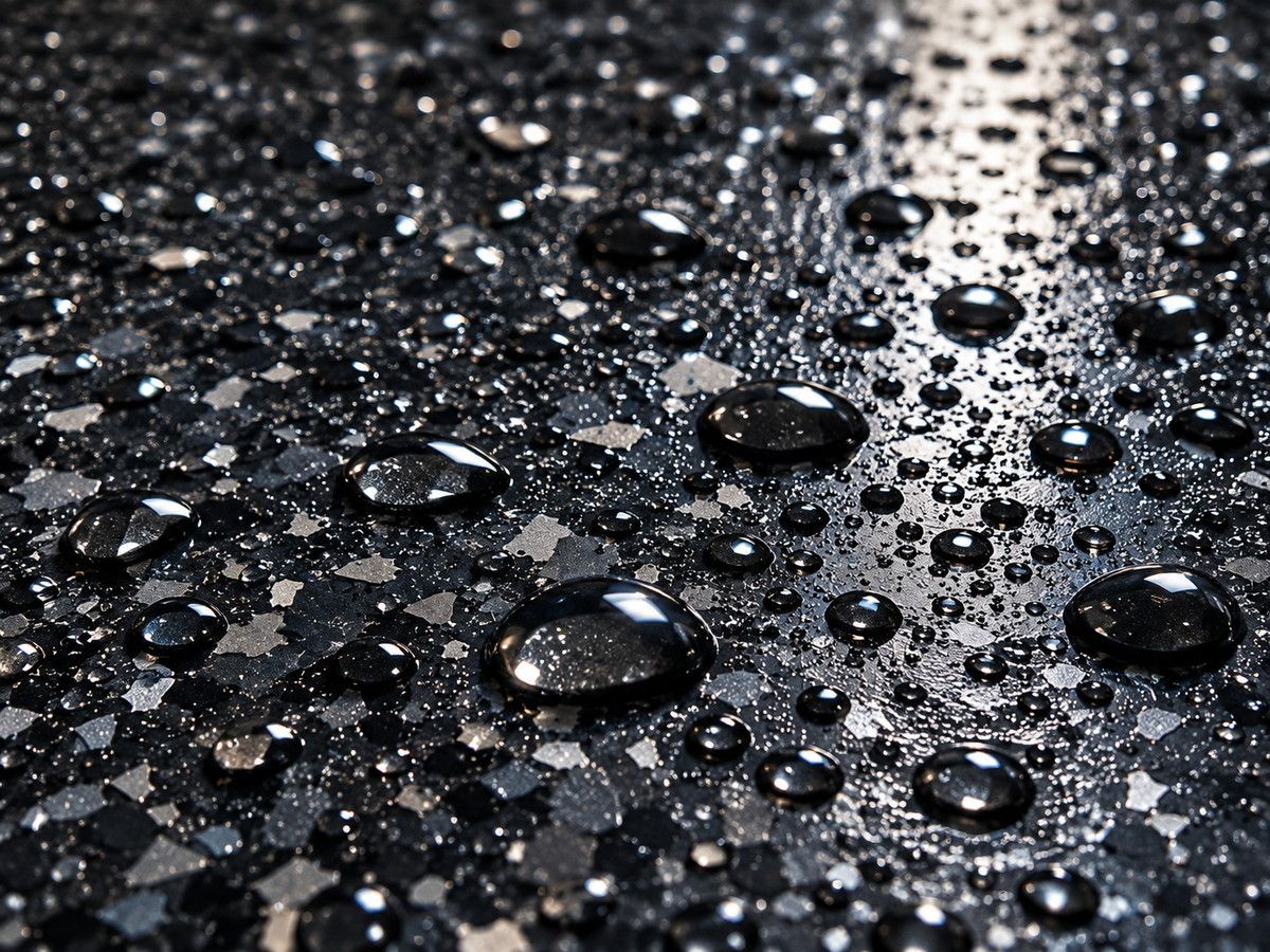 Water beading on a sealed polyaspartic floor surface